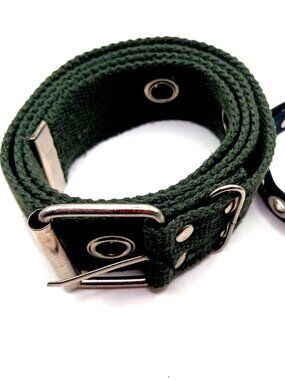 Large Grommet Green Nylon Web Belt + Rubber Grommet Bracelet
